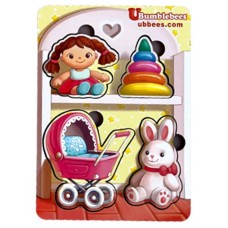 Дерев'яний пазл-вкладиш "Іграшки-2" Ubumblebees (ПСФ117) PSF117 фон із підказкою