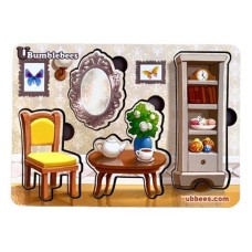 Дерев'яний пазл-вкладиш "Меблі-2" Ubumblebees (ПСФ121) PSF121 фон із підказкою