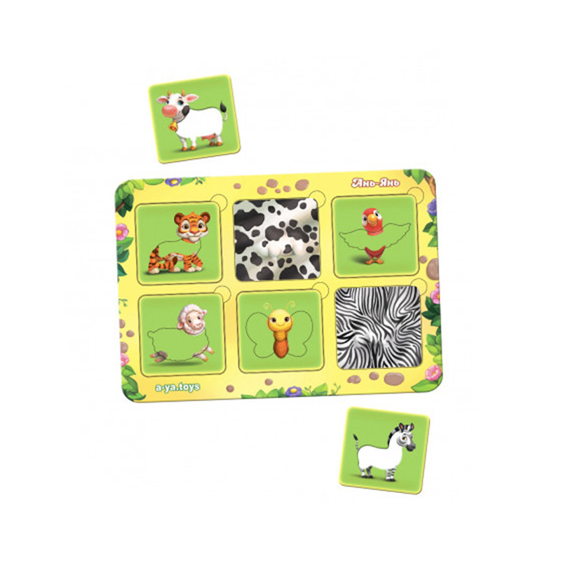 Дерев'яний пазл-сортер "Де чий візерунок?" Ubumblebees (ПСФ086) PSF086 трафарети