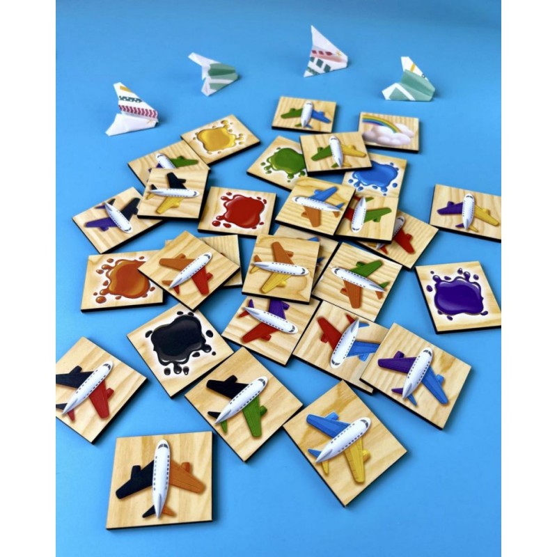 Дерев'яний пазл-сортер "Літаки" Ubumblebees (ПСФ105) PSF105 вивчення кольорів