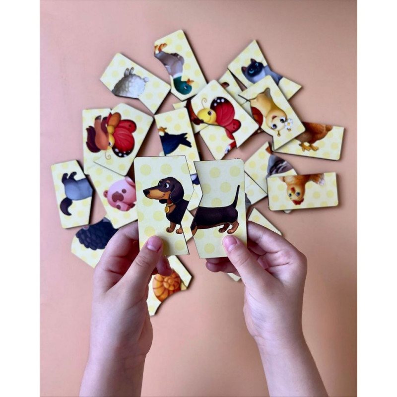 Настільна розвиваюча гра-пазл "Тварини" Ubumblebees (ПСФ071) PSF071, 12 картинок-половинок