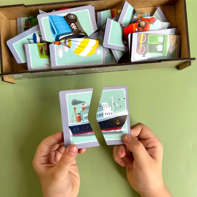 Настільна розвиваюча гра-пазл "Види транспорту" Ubumblebees (ПСФ073) PSF073, 12 картинок-половинок