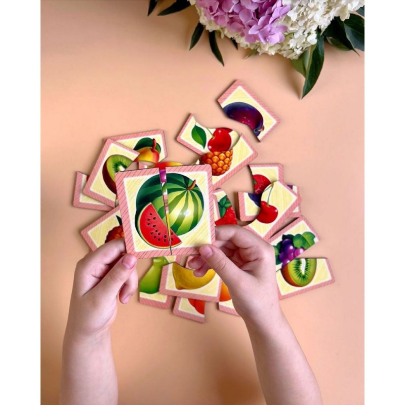 Настільна розвиваюча гра-пазл "Фрукти" Ubumblebees (ПСФ075) PSF075, 12 картинок-половинок