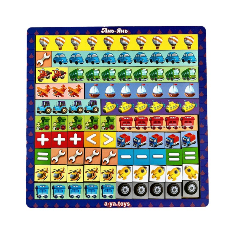 Дерев'яний пазл-сортер "Математичні сходи: Транспорт" Ubumblebees (ПСФ078) PSF078