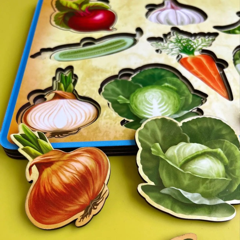 Дерев'яний пазл-вкладиш "Овочі зовні та всередині" Ubumblebees (ПСД194) PSD194