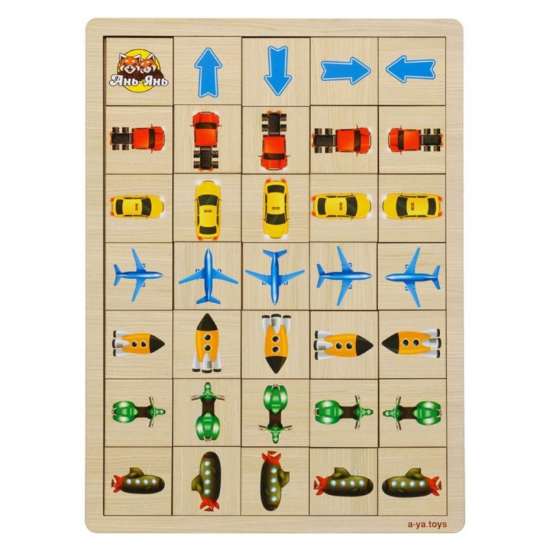 Дерев'яна настільна гра "Вкажіть напрямок - 1" Ubumblebees (ПСФ006) PSF006 пазл-сортер