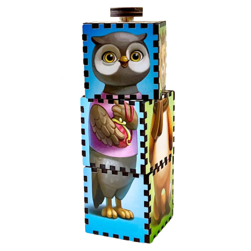 Дерев'яні кубики "Звірі" Ubumblebees (ПСД180) PSD180 обертаються