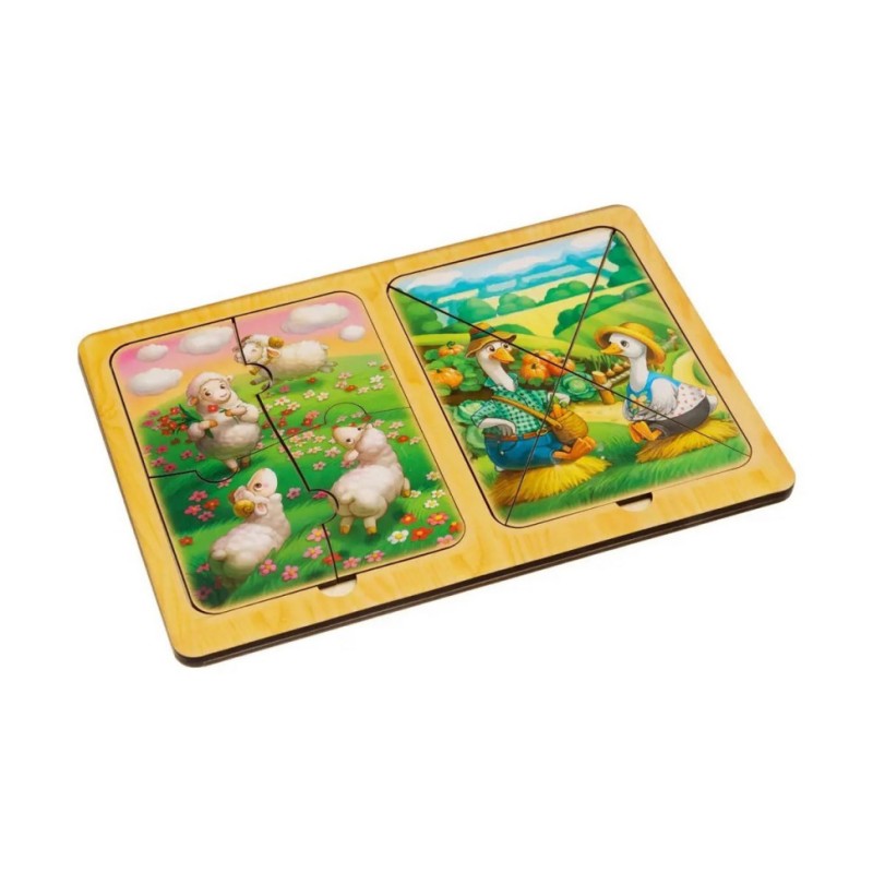 Дерев'яний пазл-вкладиш "Вівці та гуси" Ubumblebees (ПСД181) PSD181 в рамці