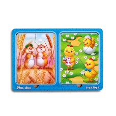 Дерев'яний пазл-вкладиш "Хом'яки та курчата" Ubumblebees (ПСД183) PSD183 в рамці