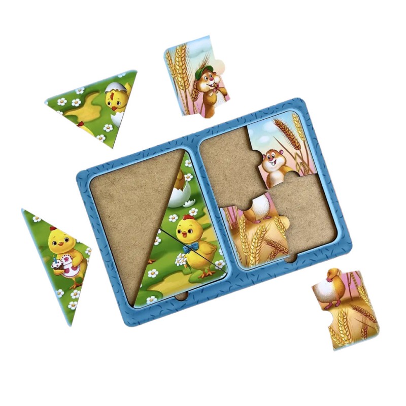 Дерев'яний пазл-вкладиш "Хом'яки та курчата" Ubumblebees (ПСД183) PSD183 в рамці