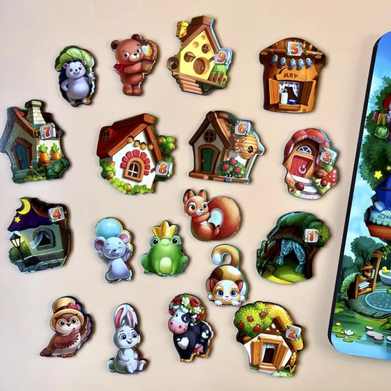 Дерев'яний пазл-вкладиш "Де чий будиночок на дереві?" Ubumblebees (ПСД172) PSD172 тришаровий