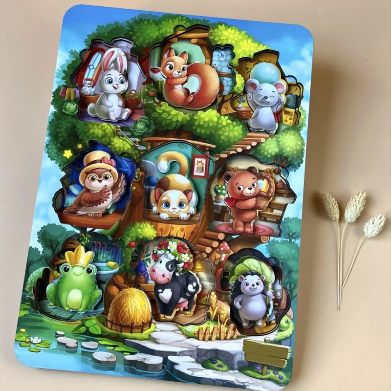 Дерев'яний пазл-вкладиш "Де чий будиночок на дереві?" Ubumblebees (ПСД172) PSD172 тришаровий