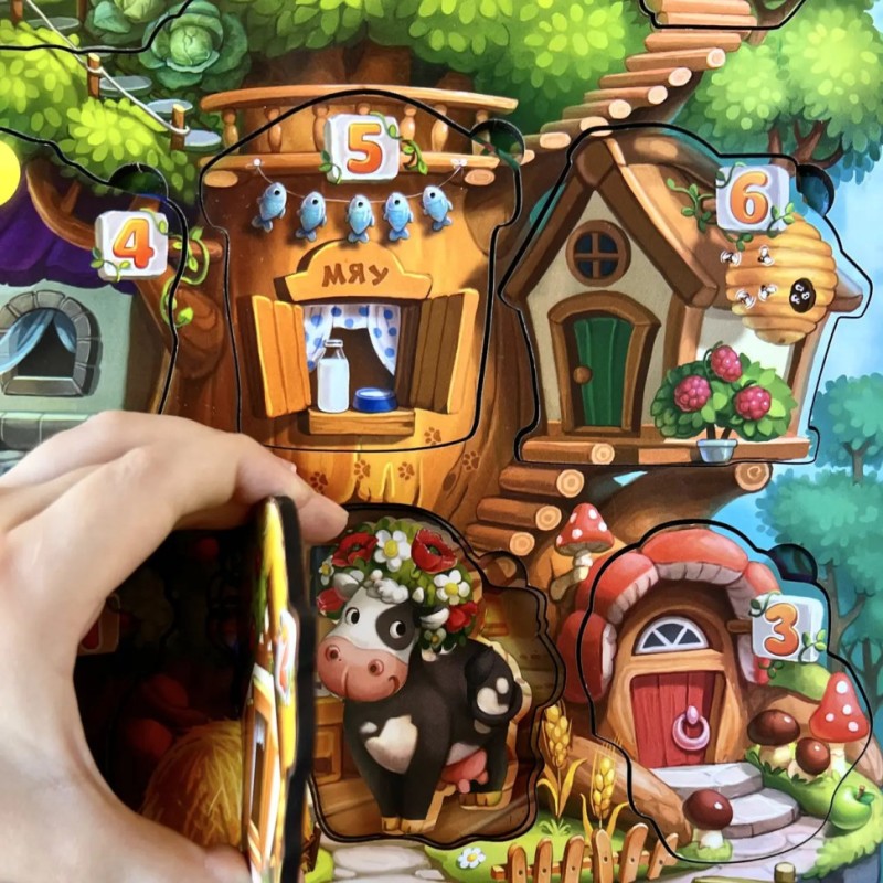 Дерев'яний пазл-вкладиш "Де чий будиночок на дереві?" Ubumblebees (ПСД172) PSD172 тришаровий