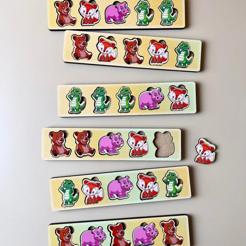 Дерев'яна настільна гра "Тварини" Ubumblebees (ПСД011) PSD011 сортер-комодик