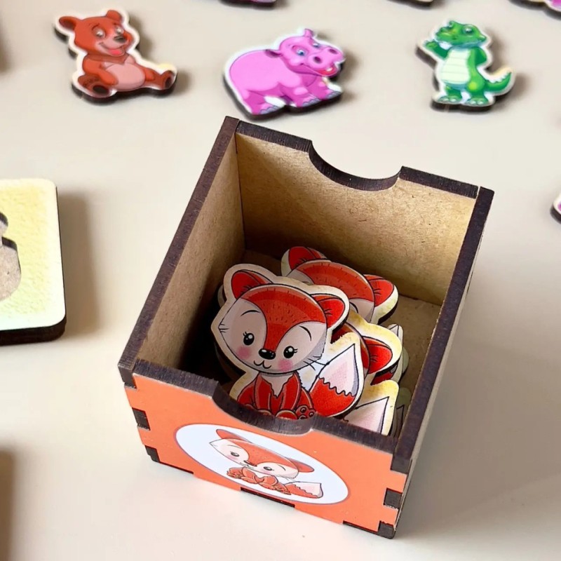 Дерев'яна настільна гра "Тварини" Ubumblebees (ПСД011) PSD011 сортер-комодик