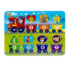 Дерев'яний пазл-вкладиш "Геометричні фігури" Ubumblebees (ПСД048) PSD048 сортер-паровоз