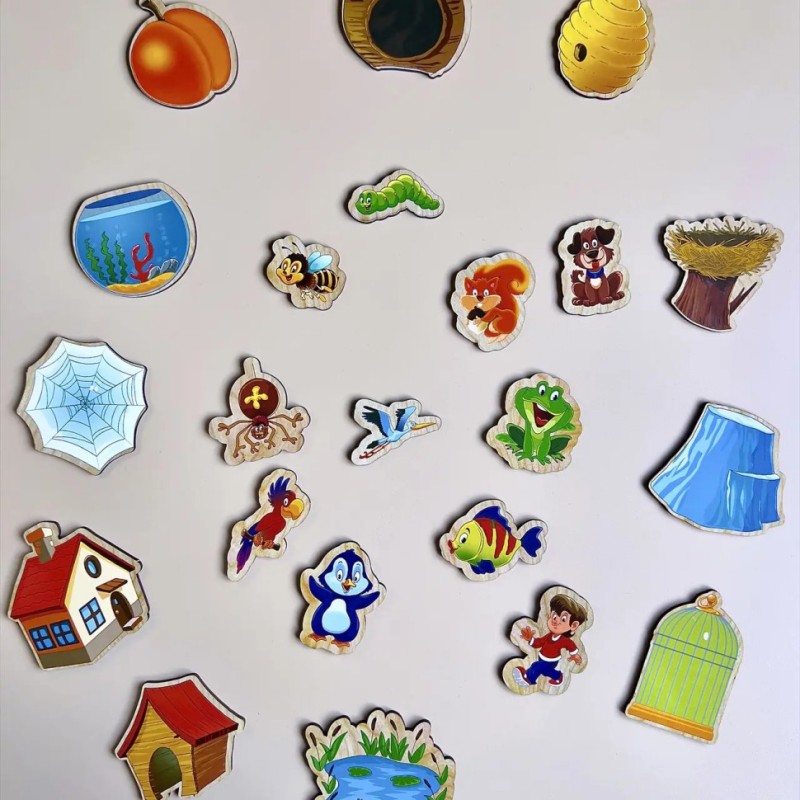 Дерев'яний пазл-вкладиш "Хто? Де живе?" Ubumblebees (ПСД059) PSD059 сортер