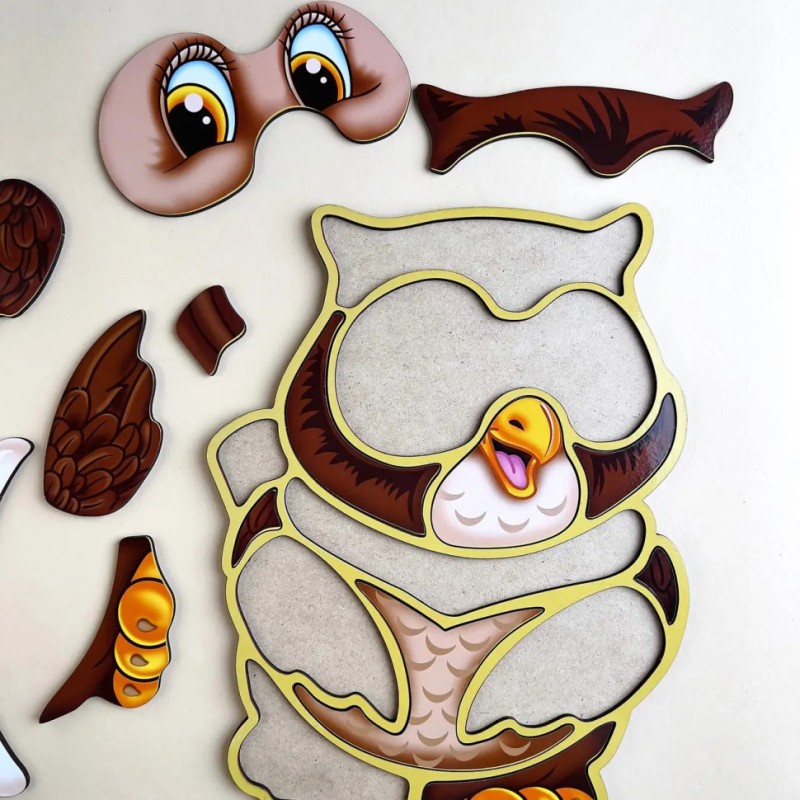 Дерев'яний пазл-вкладиш "Сова" Ubumblebees (ПСД087) PSD087 пазл-контур