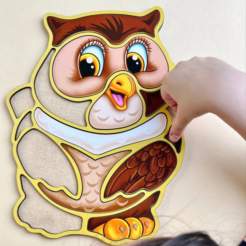 Дерев'яний пазл-вкладиш "Сова" Ubumblebees (ПСД087) PSD087 пазл-контур