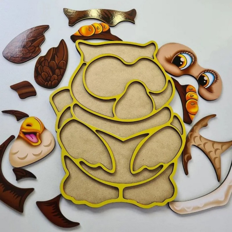 Дерев'яний пазл-вкладиш "Сова" Ubumblebees (ПСД087) PSD087 пазл-контур