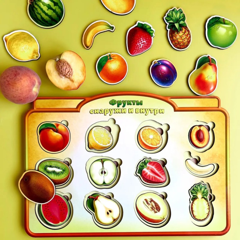 Дерев'яний пазл-вкладиш "Фрукти у розрізі" Ubumblebees (ПСД136) PSD136 сортер