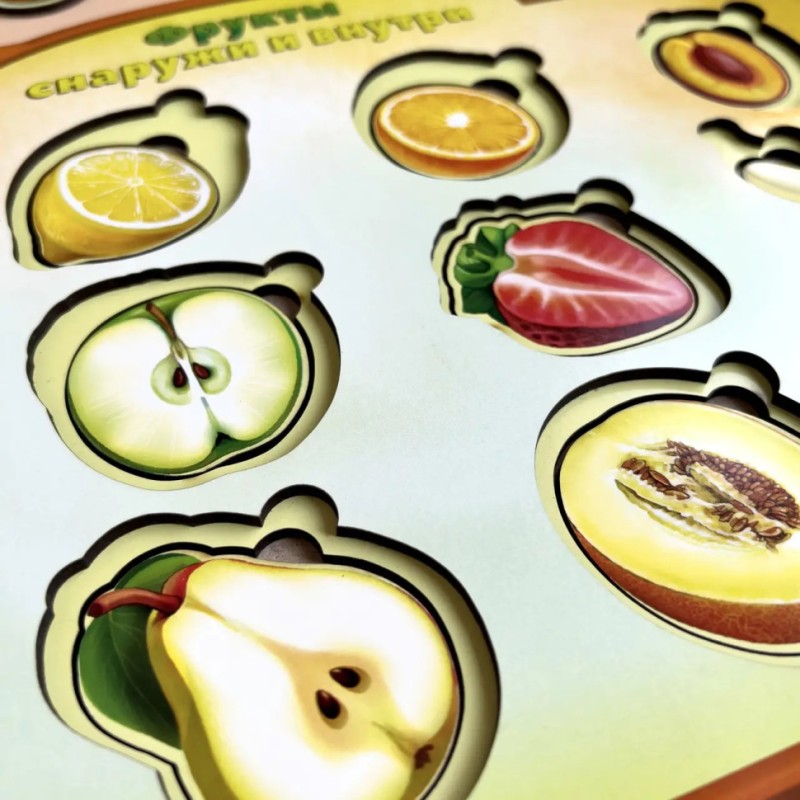 Дерев'яний пазл-вкладиш "Фрукти у розрізі" Ubumblebees (ПСД136) PSD136 сортер