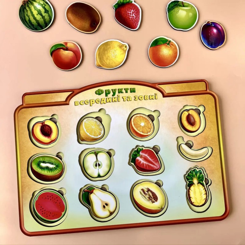 Дерев'яний пазл-вкладиш "Фрукти у розрізі" Ubumblebees (ПСД136) PSD136 сортер