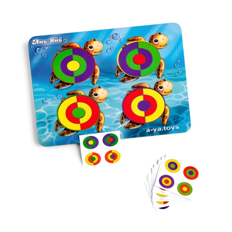 Дерев'яний пазл-сортер "Черепашки - кольори" Ubumblebees (ПСД138) PSD138 із завданнями