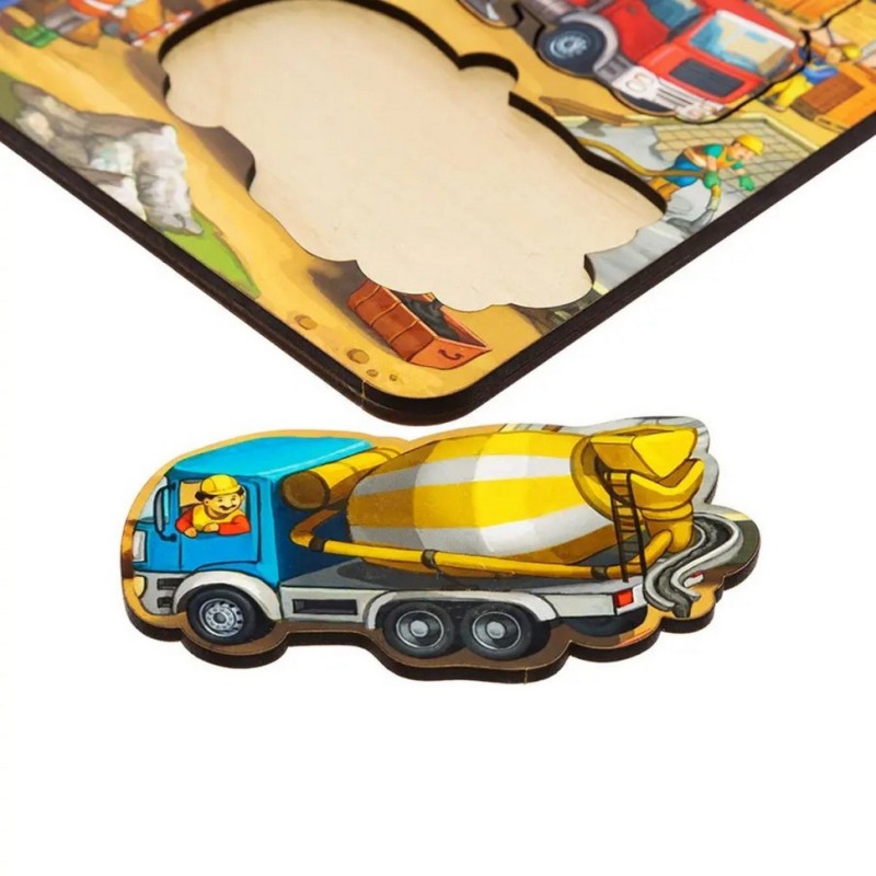 Дерев'яний пазл-вкладиш "Будівництво - 4" Ubumblebees (ПСД146) PSD146 маленький