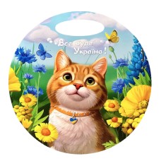Деревянная сувенирная доска "Рыжий котик" Ubumblebees (ПСФ155) PSF155 круглая