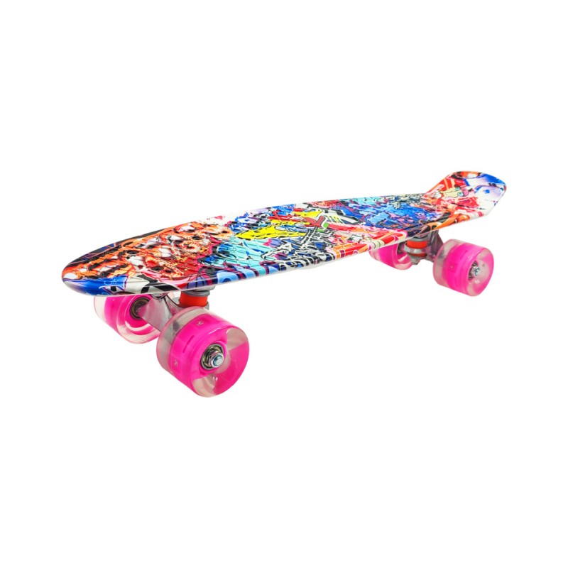 Скейт "Пенні борд" SC20503 PU колеса зі світлом, 56 см Рожевий