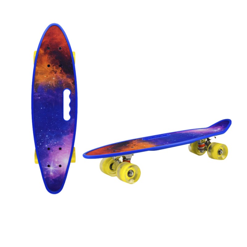 Пенні борд "Space" 24" Bambi SC20519 з ручкою, PU колеса зі світлом