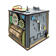 Развивающая игрушка Бизикуб Tempo Group TG158746 15х15х15 см Серый