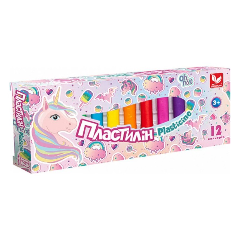 Пластилін круглий восковий "Unicorn" 303221007-UA 12 кольорів