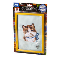Набір для вишивання хрестиком на канві "Рудий кіт" VKB-01-02, 8 кольорів ниток