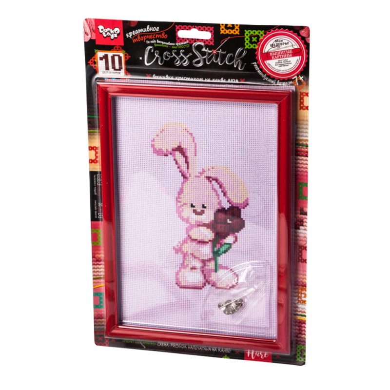 Набір для вишивання хрестиком на канві "Зайчик" VKB-01-05, 10 кольорів ниток