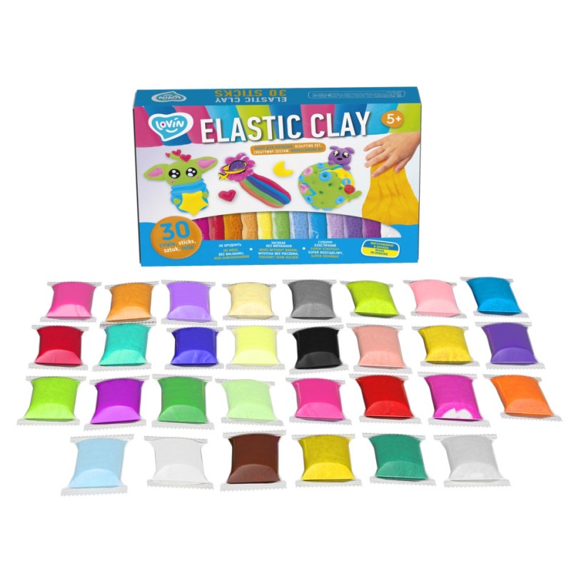 Набір для ліплення з повітряним пластиліном Elastic Clay 70141, 30 стиків