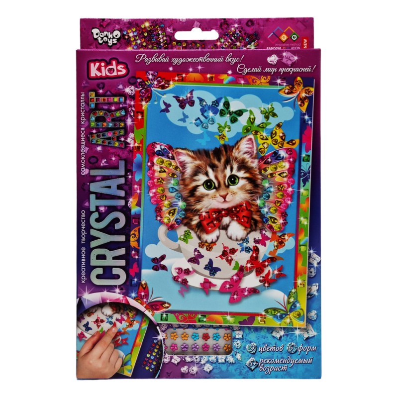 Набір креативної творчості "Crystal art Kids" Кошеня CArt-01-04, 9 кольорів, 6 форм