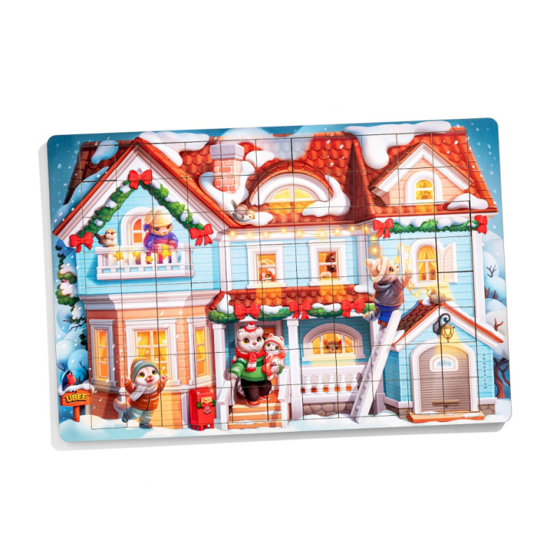 Пазл дитячий дерев'яний "Котячий будинок" (ПСД249) PSD249, 176 елементів