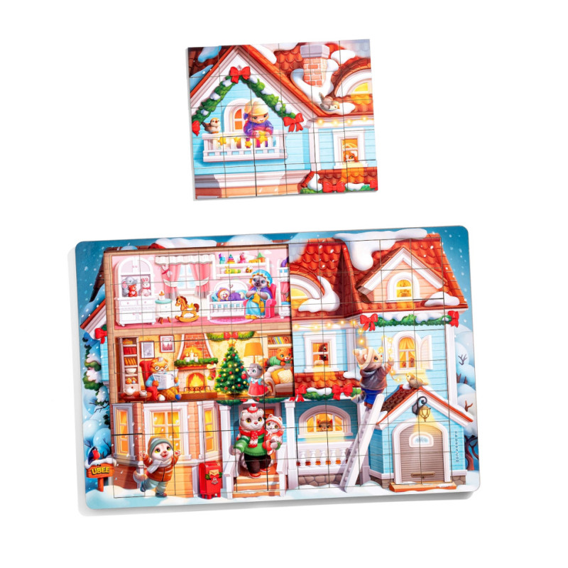 Пазл дитячий дерев'яний "Котячий будинок" (ПСД249) PSD249, 176 елементів