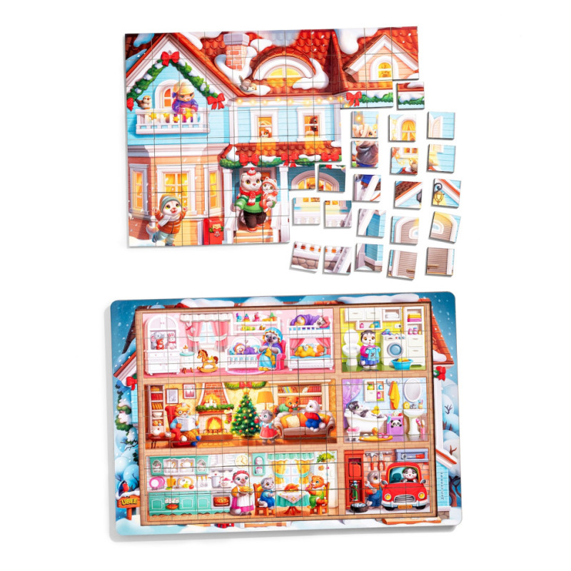 Пазл дитячий дерев'яний "Котячий будинок" (ПСД249) PSD249, 176 елементів