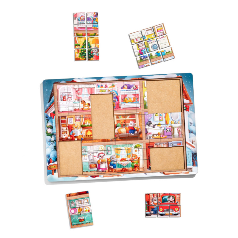 Пазл дитячий дерев'яний "Котячий будинок" (ПСД249) PSD249, 176 елементів