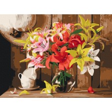 Картина по номерам "Красочный букет лилий" Brushme RBS52767 30x40 см