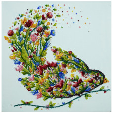 Набор-меди для вышивания бисером "Поющая птичка" AMB-094 на натуральном холсте