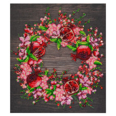 Набор для вышивания бисером "Красные гранаты" AB-890 на натуральном холсте