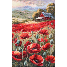 Набор для вышивания крестиком "Маки на закате" AH-221 с пяльцами