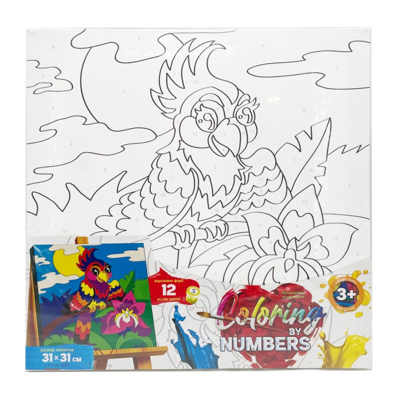 Картина за номерами для дітей "Щасливий Папуга" CBN-01-09, 31х31 см