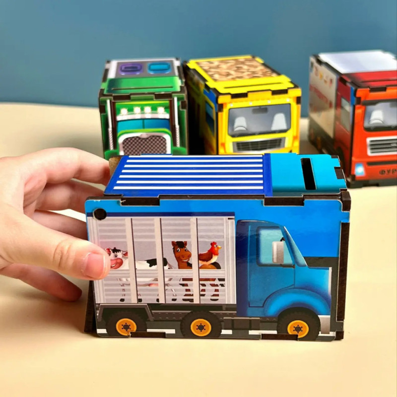 Дерев'яна настільна гра "Автопарк" Ubumblebees (ПСД082) PSD082 сортер-комодик