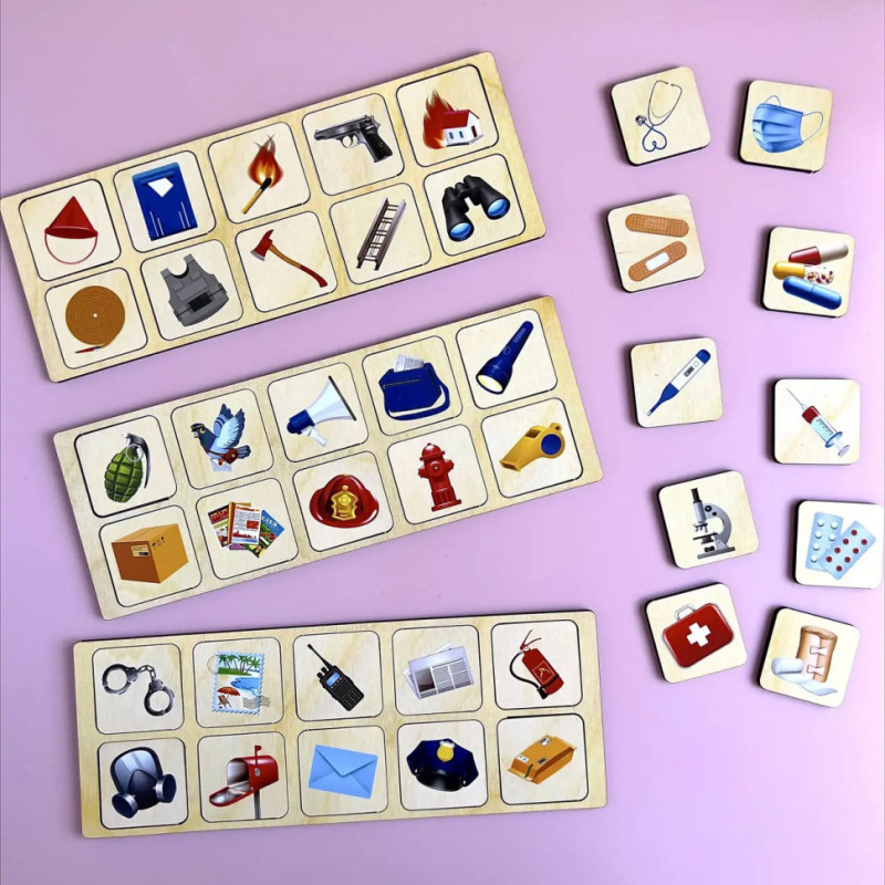 Дерев'яна настільна гра "Службовий транспорт" Ubumblebees (ПСФ027) PSF027 сортер-комодик