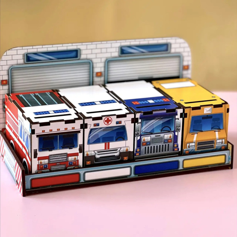 Дерев'яна настільна гра "Службовий транспорт" Ubumblebees (ПСФ027) PSF027 сортер-комодик